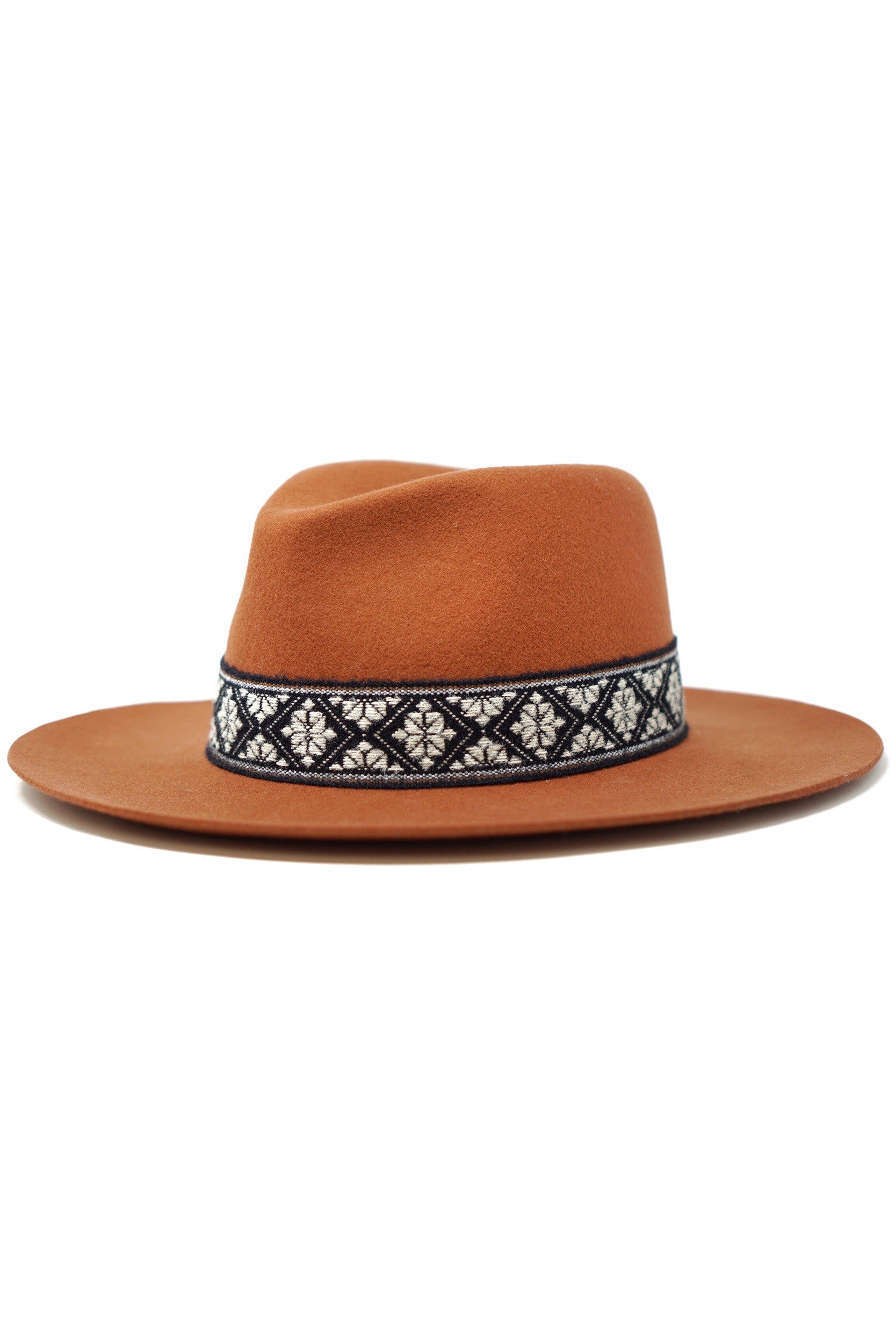 Olive & Pique -RILEY - Pinched crown fedora with jacquard band