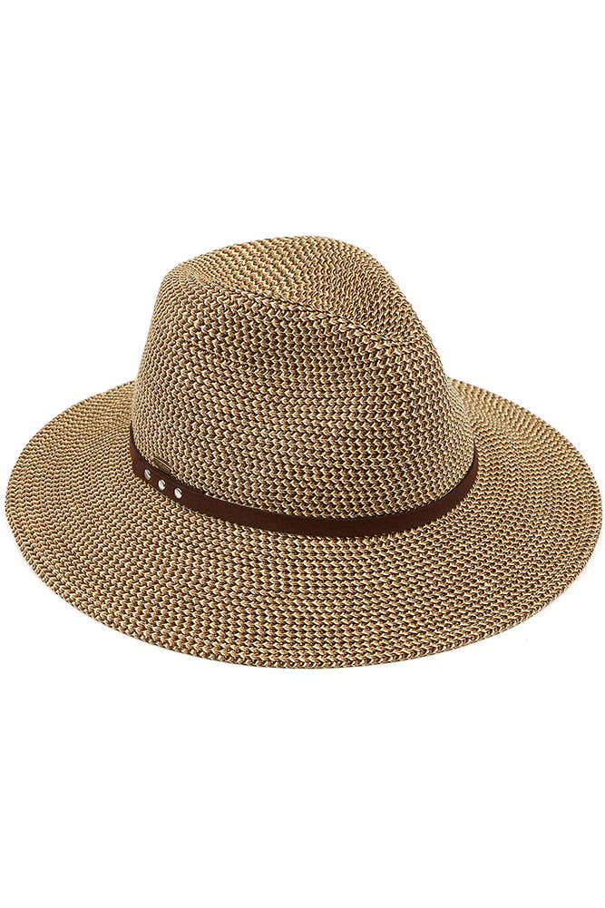 Suede Band Trim Panama Sun Hat