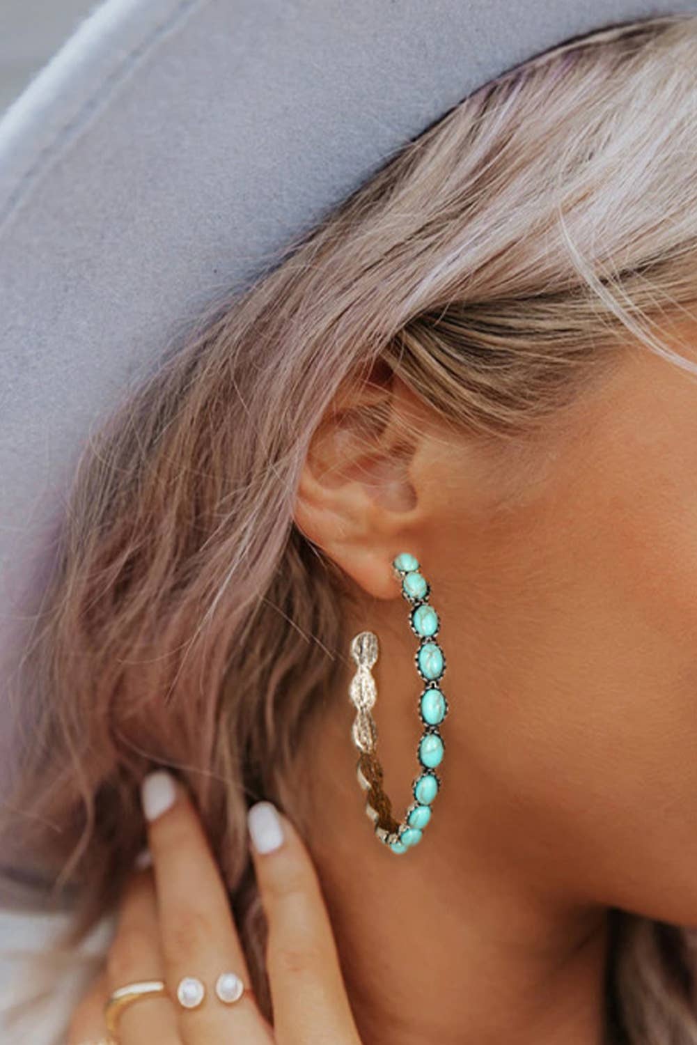 Turquoise C - Hoop Earrings