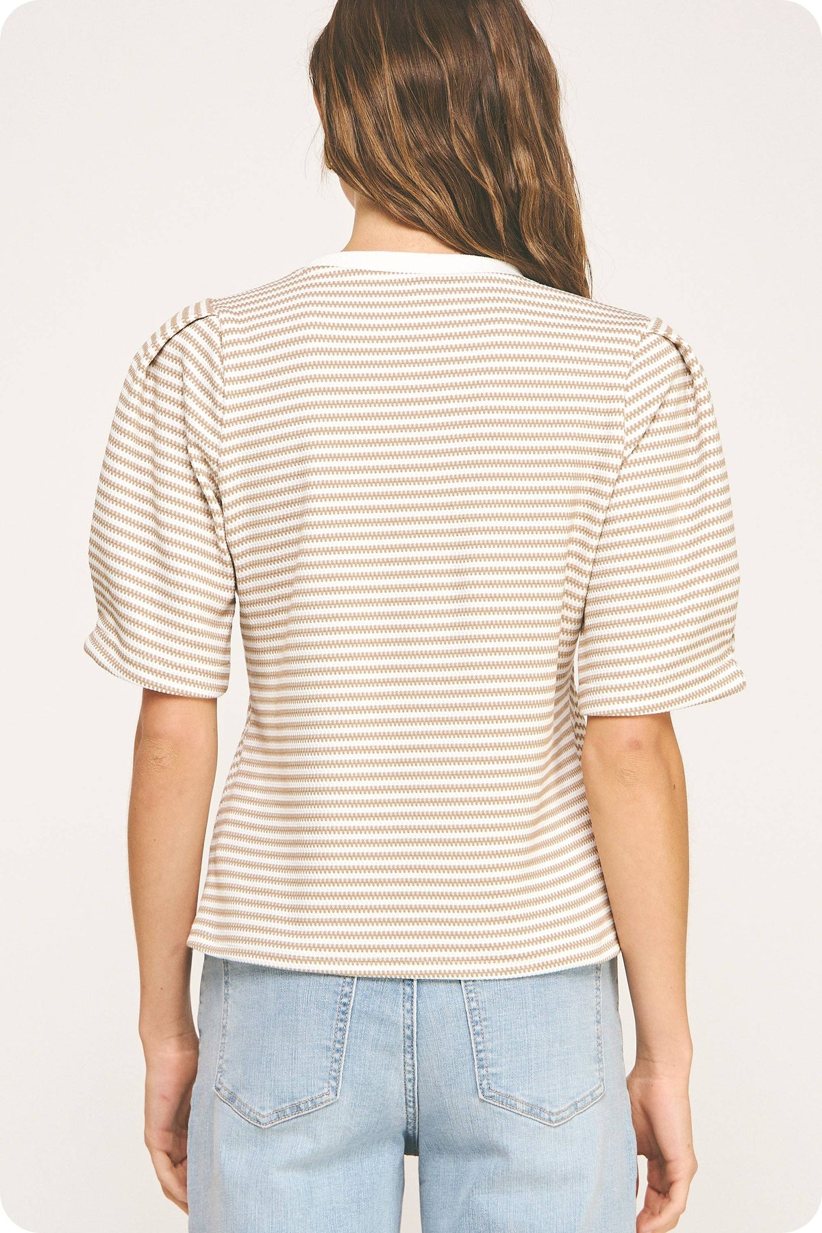 Herringbone Striped Knit Tee Top