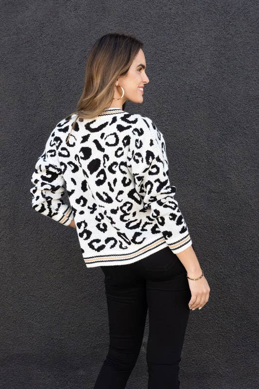 Leopard Print Crochet Sweater