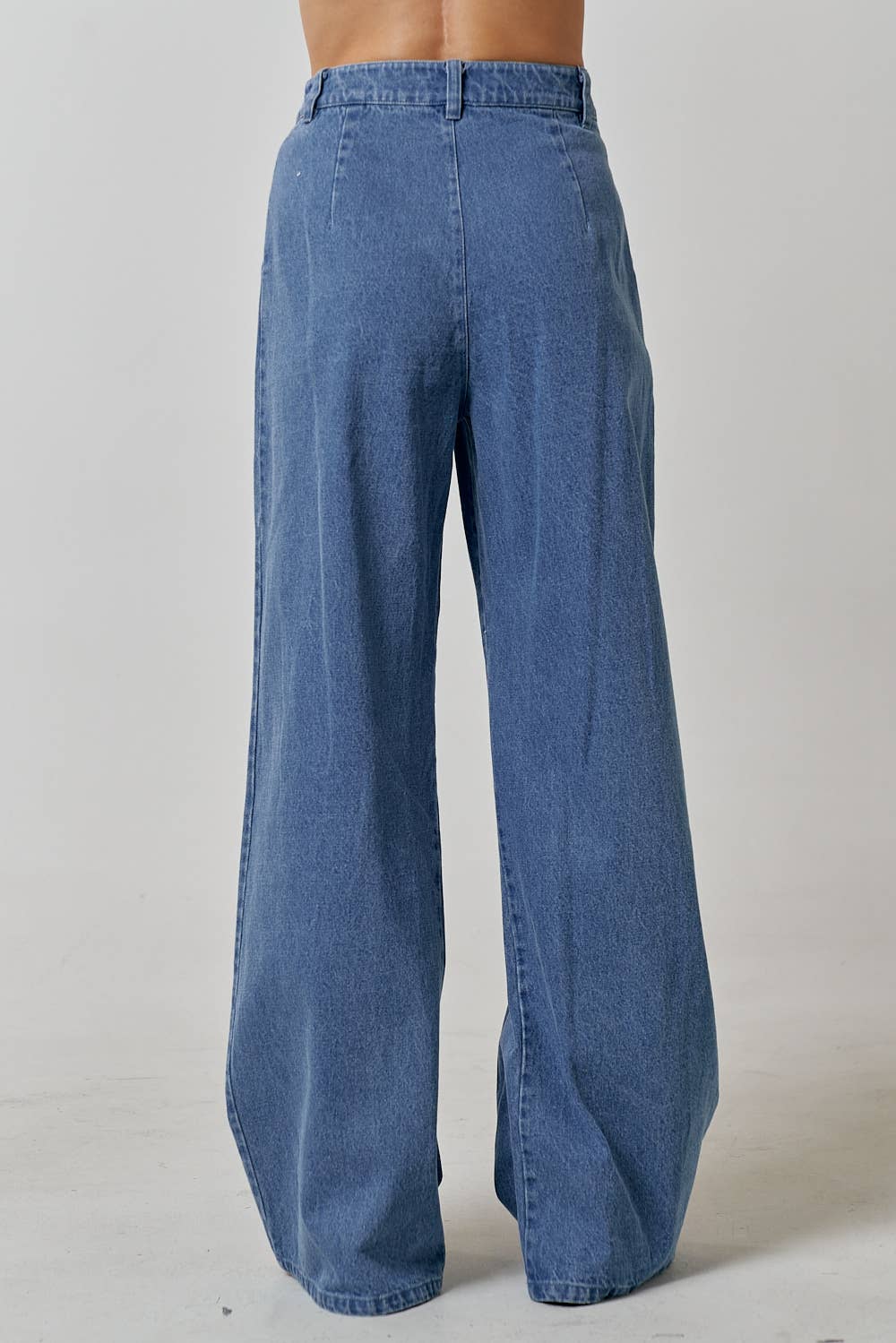 DENIM PALAZZO HIGH WAISTED LONG PANTS