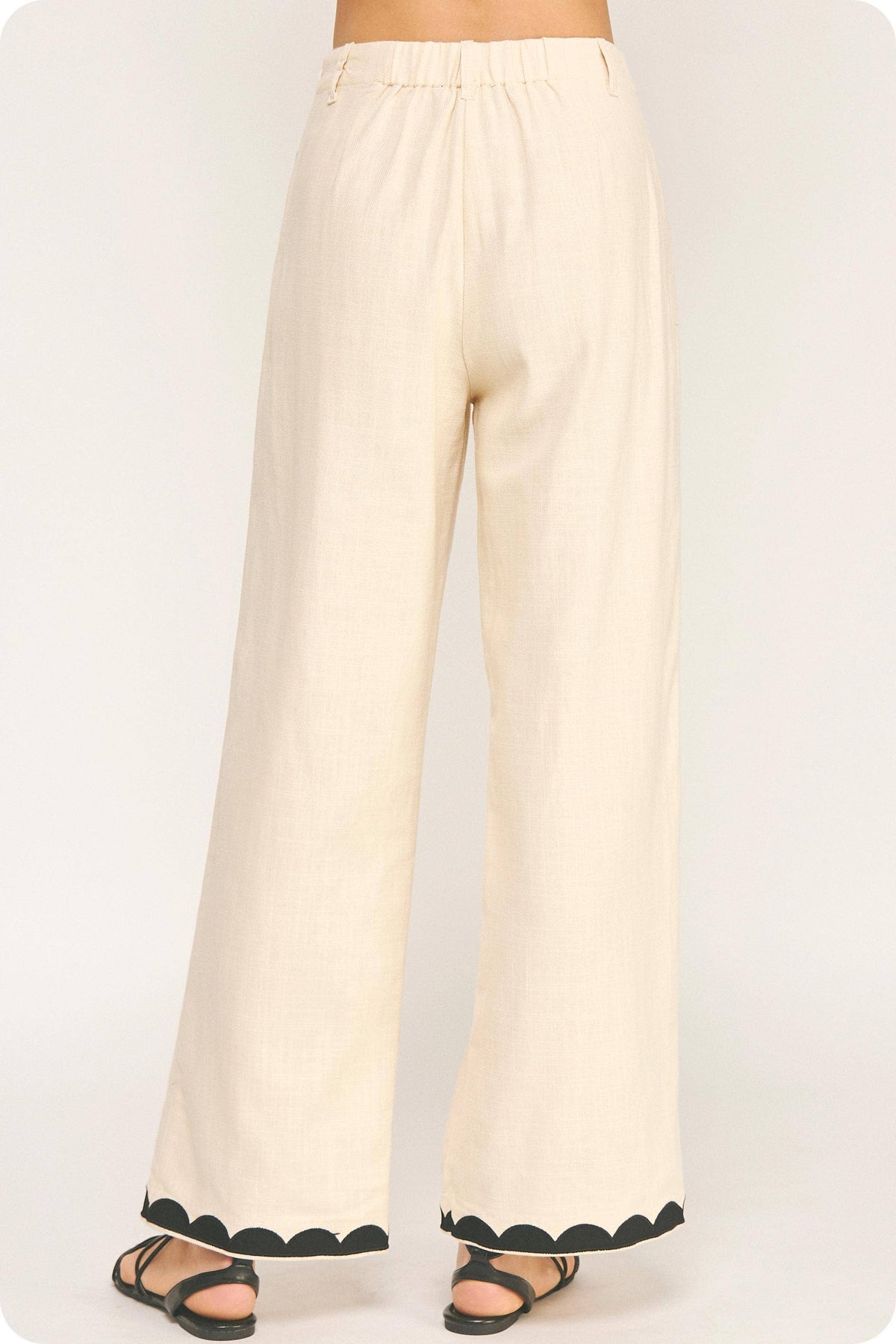 Contrast Embroidery Pants