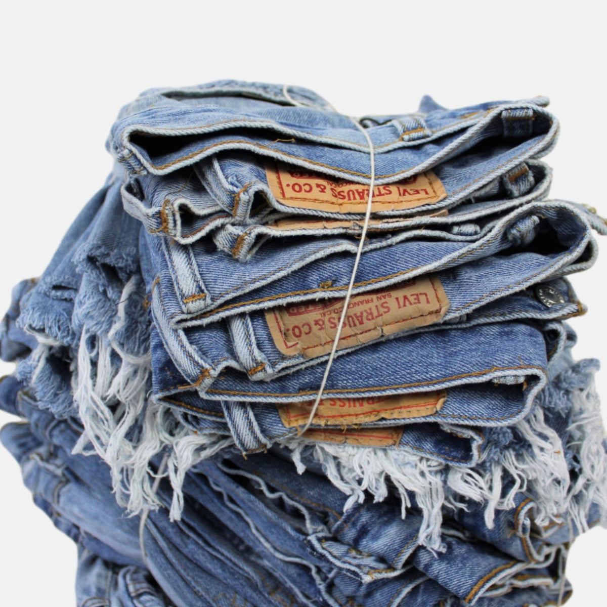 Sun&#39;s Out! - High-Rise Upcycled Denim Cutoff Shorts - Original