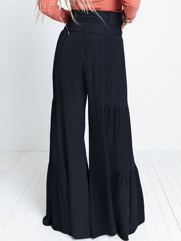 Boho High Waisted Solid Color Casual Wide Leg Pants