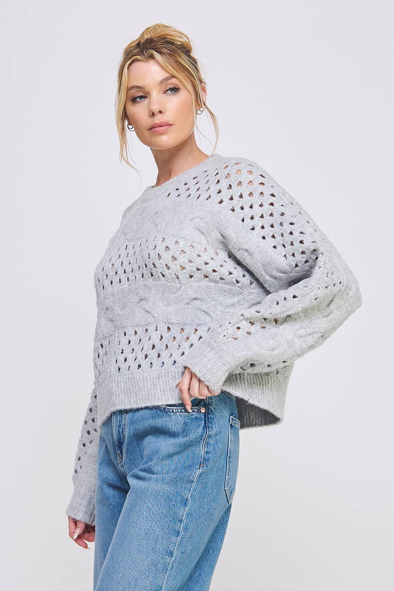 Allie Rose - Open Knit Oversized Sweater