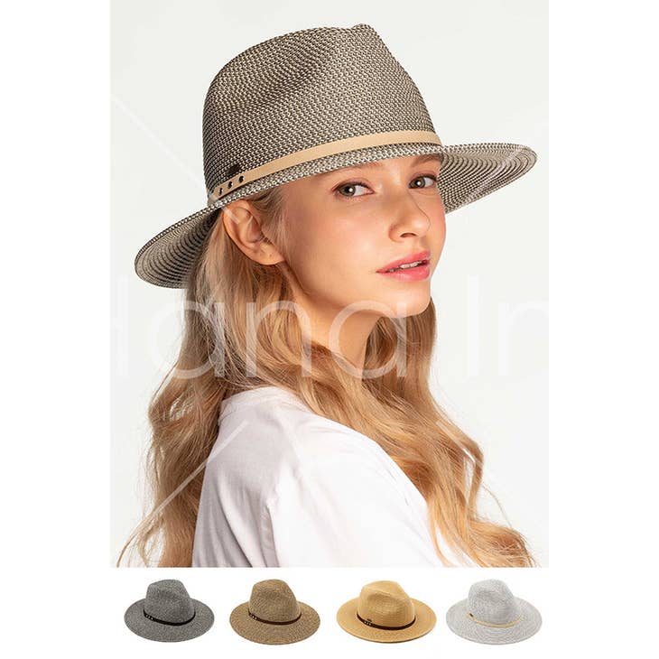 Suede Band Trim Panama Sun Hat