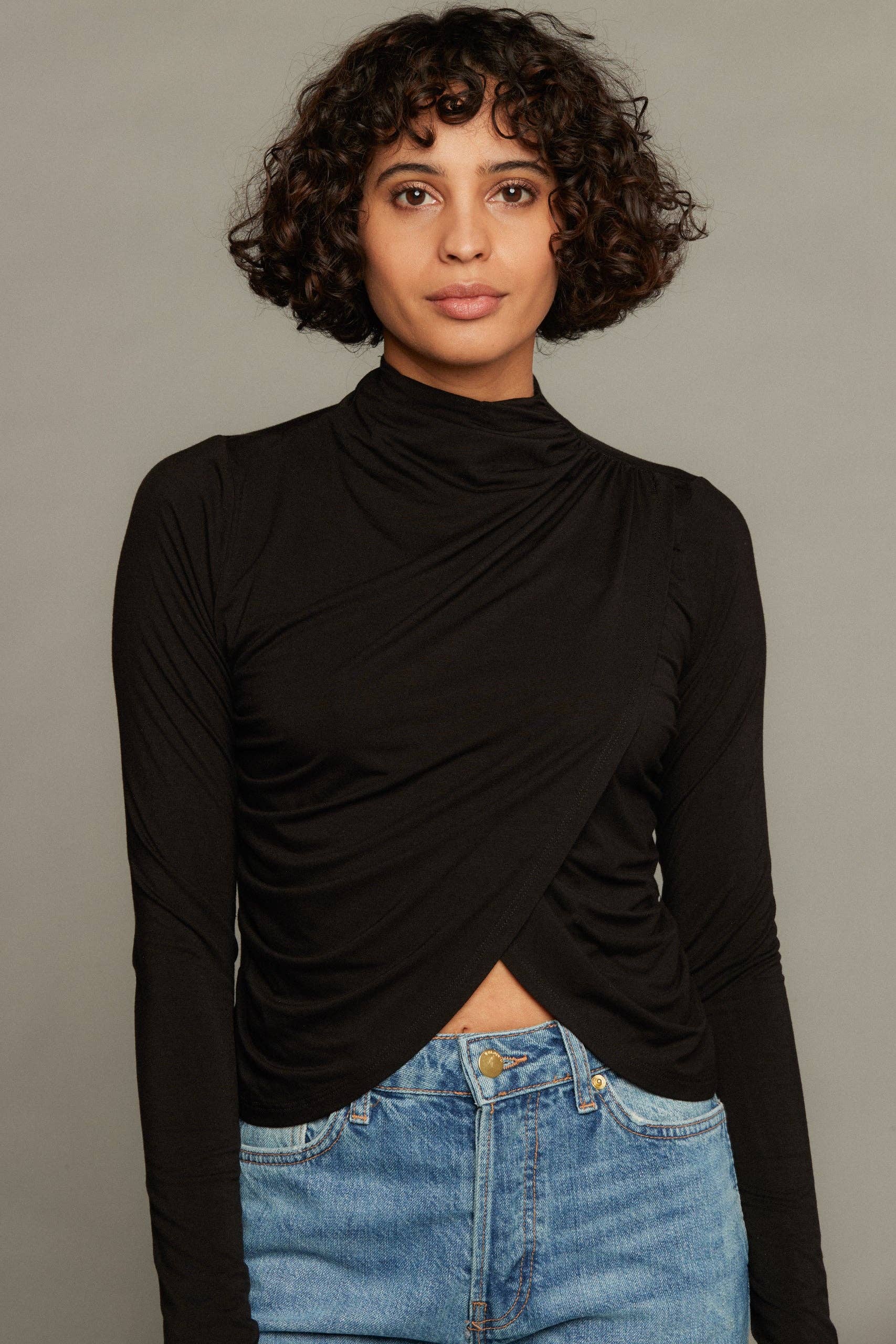 Melissa Draped Top - Black