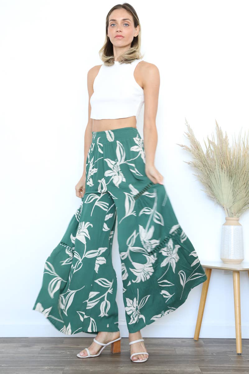 ANGIE FLARE PANTS WITH LACE INSERTS