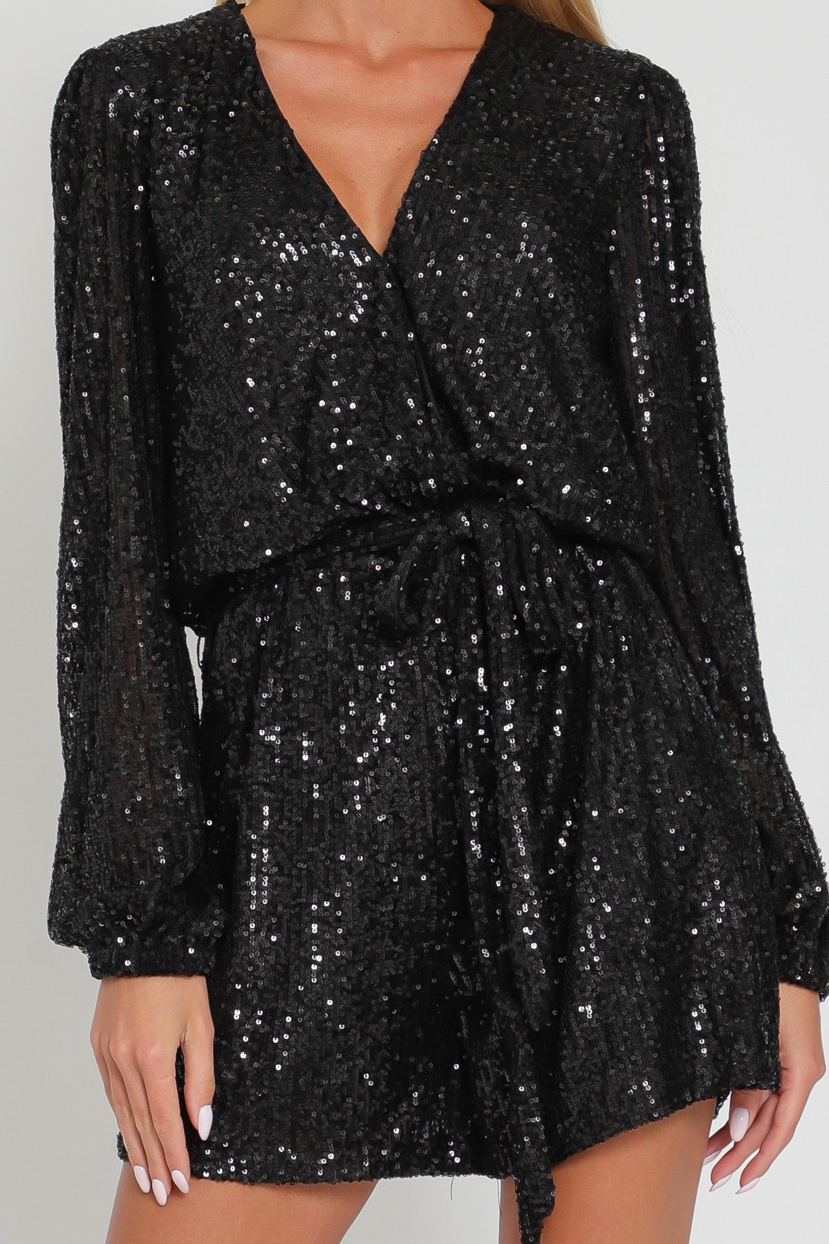 Long Sleeve Sequin Romper