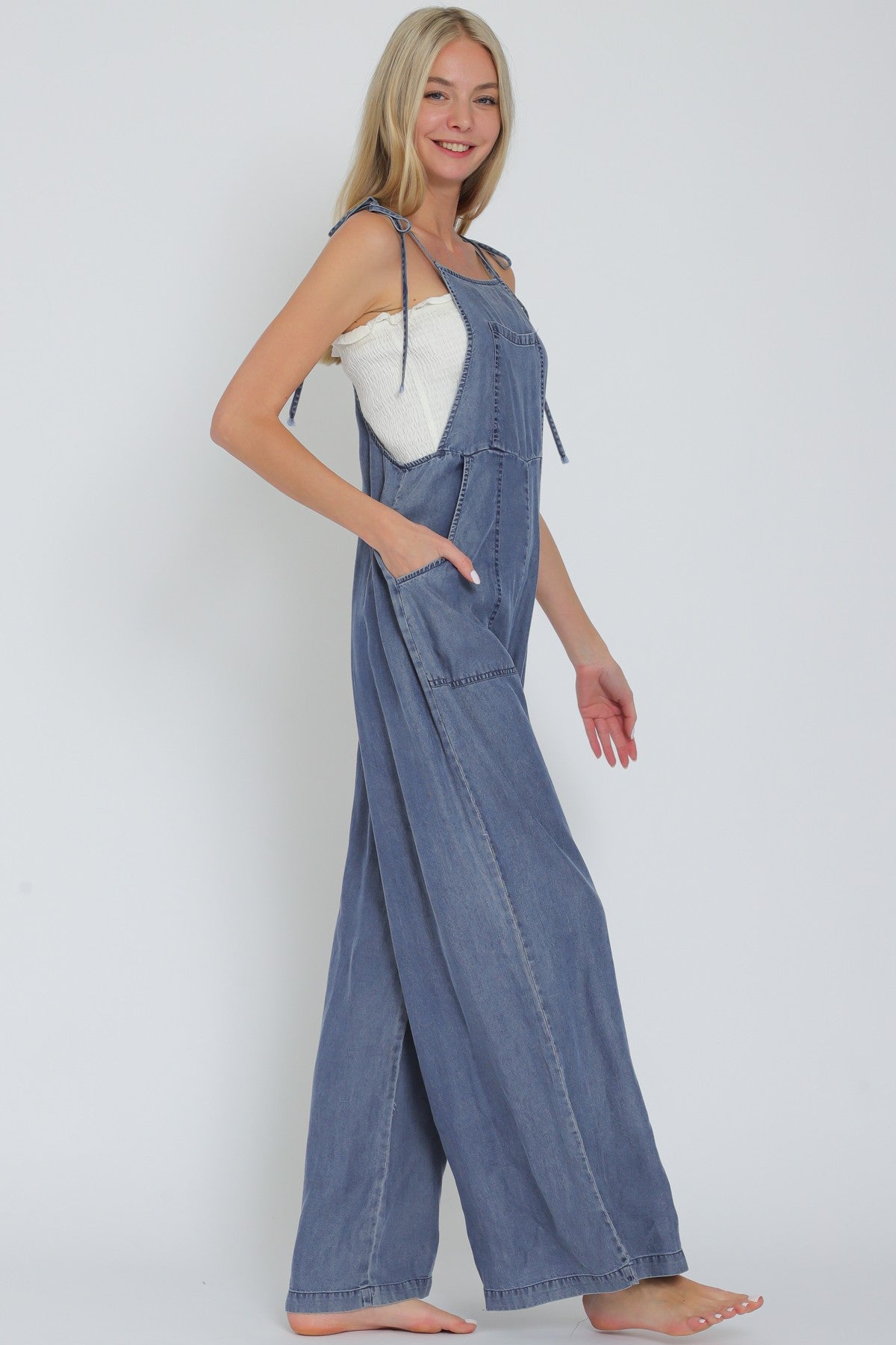 Tie Shoulder Strap Detail Jumpsuit