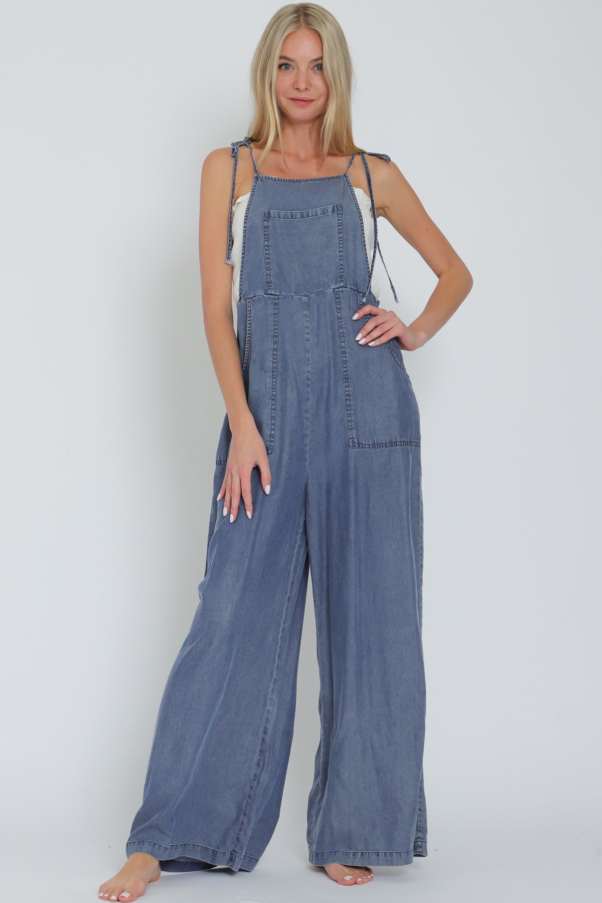 Tie Shoulder Strap Detail Jumpsuit