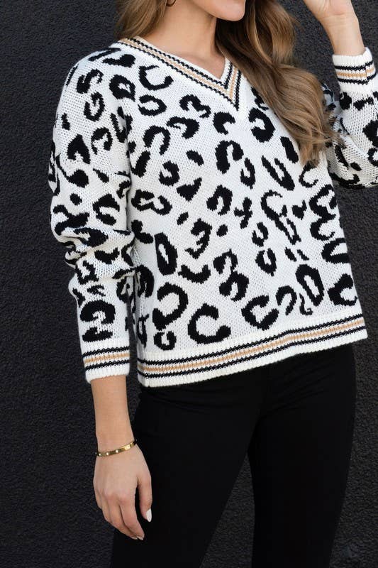 Leopard Print Crochet Sweater