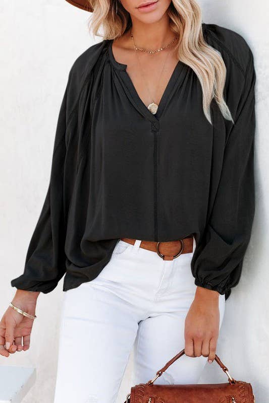 Lakeside Long Dolman Sleeve Top Black