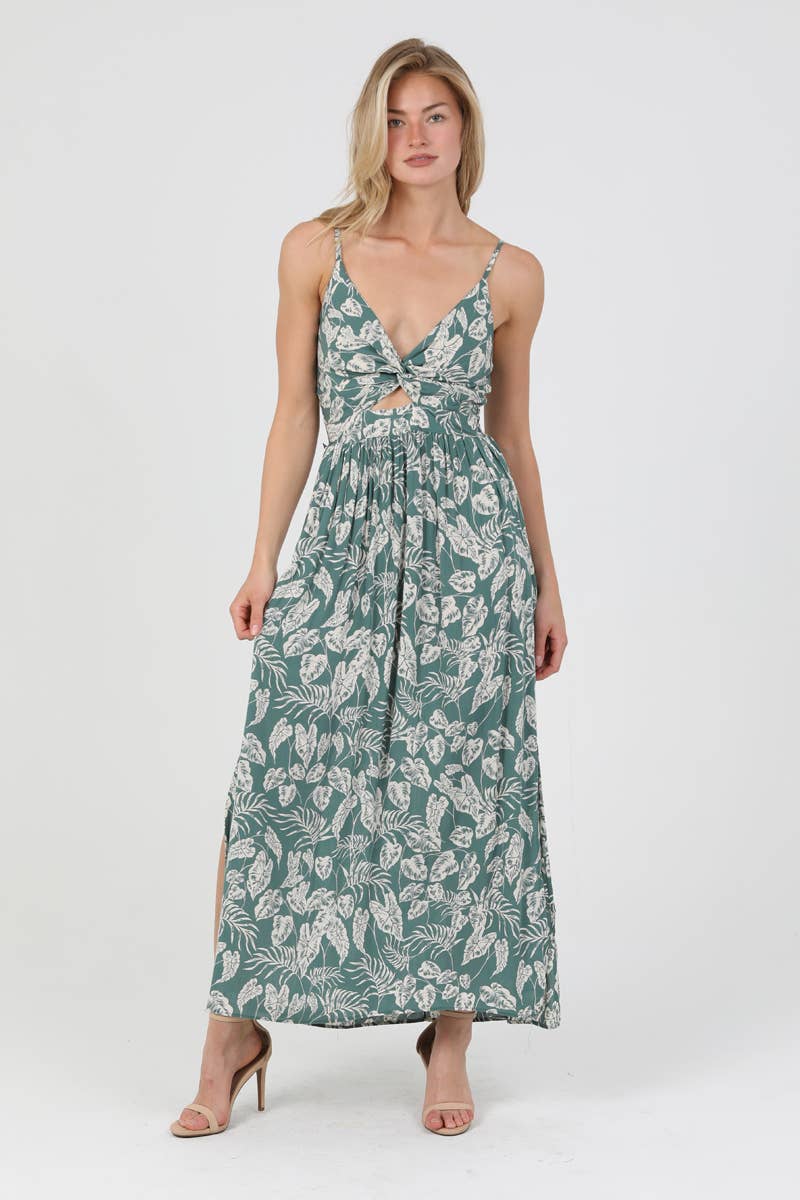 Green Envy Cut out Maxi Dress