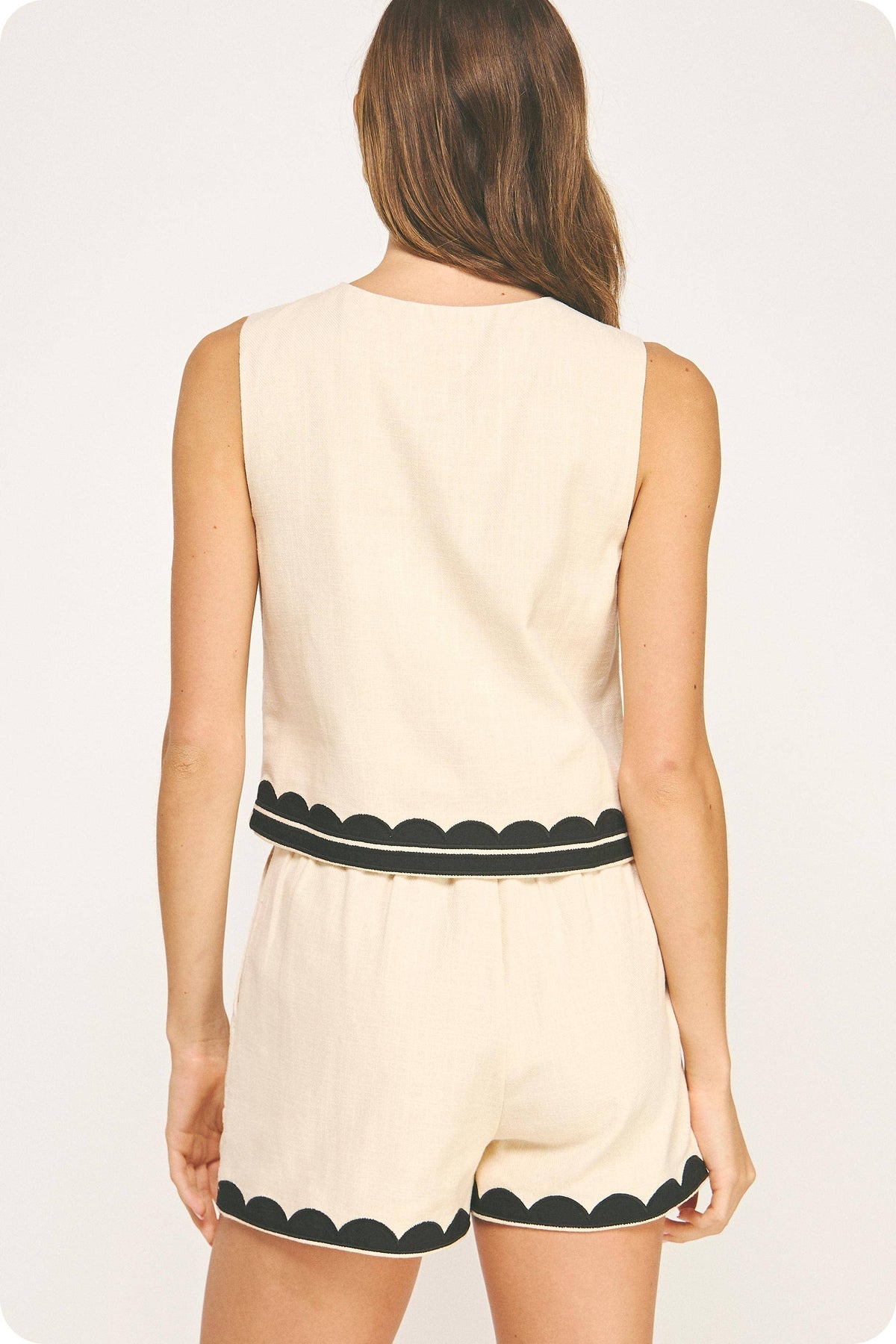 Contrast Embroidery Vest Top