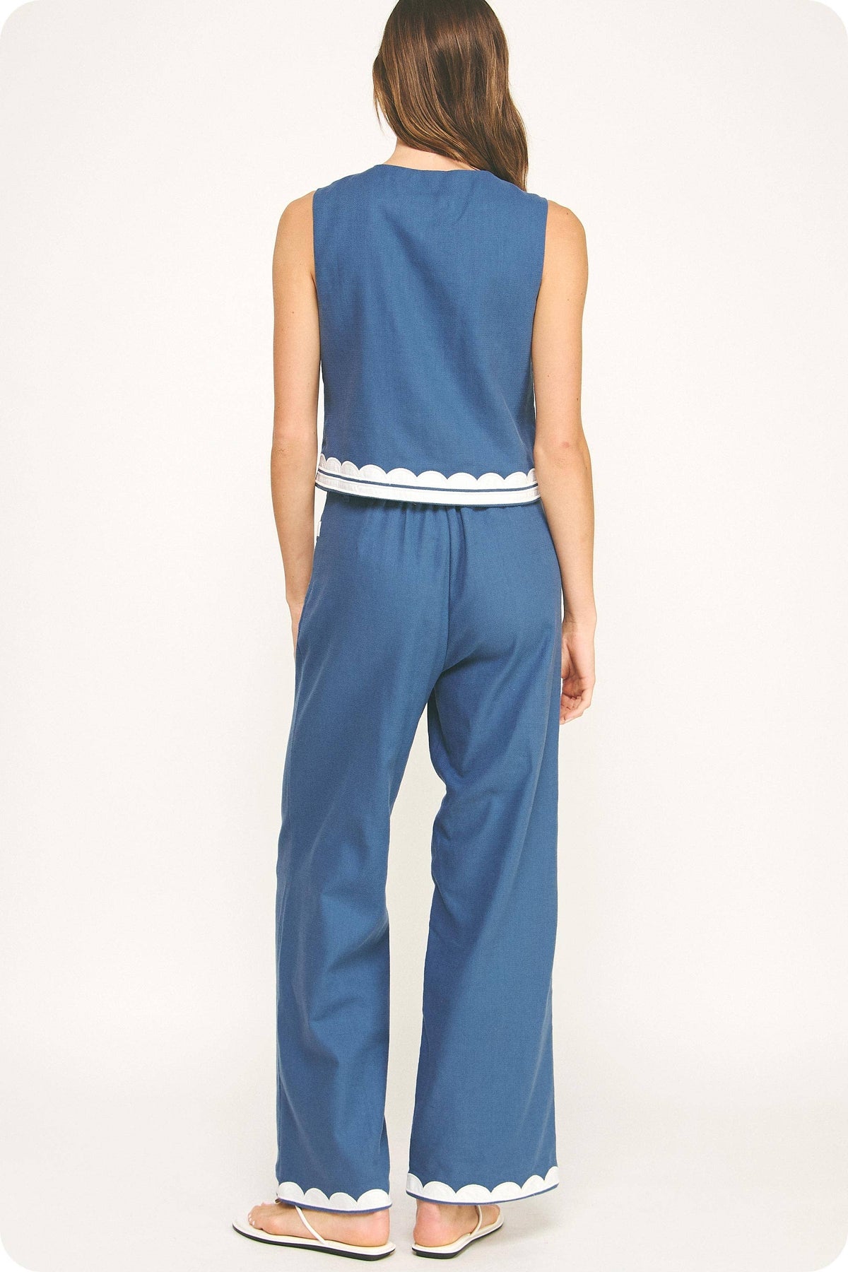 Contrast Embroidery Pants