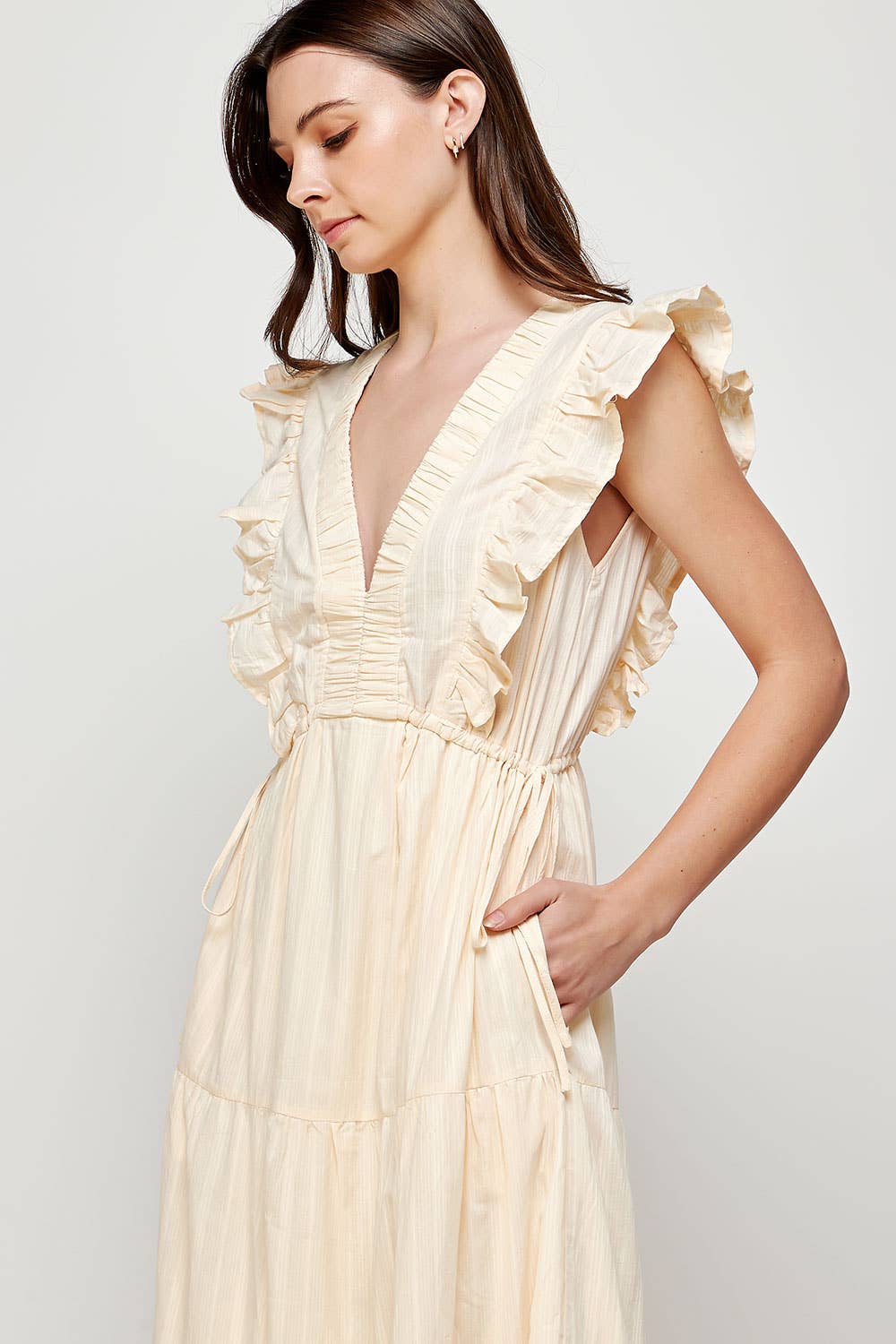 Sleeveless Tiered Ruffled Midi Dress