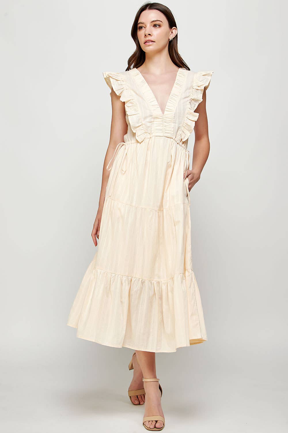 Sleeveless Tiered Ruffled Midi Dress