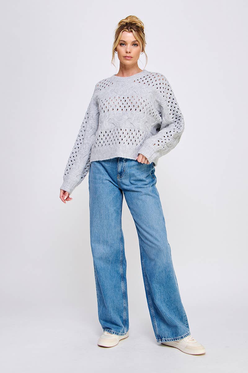 Allie Rose - Open Knit Oversized Sweater