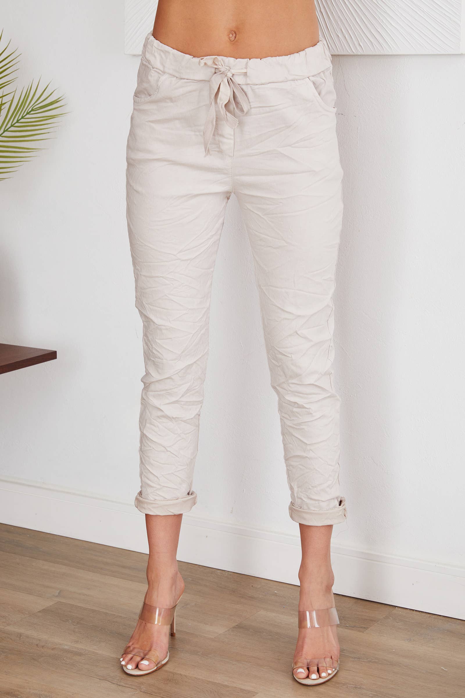 ITALIAN SOLID CRINKLE JOGGER