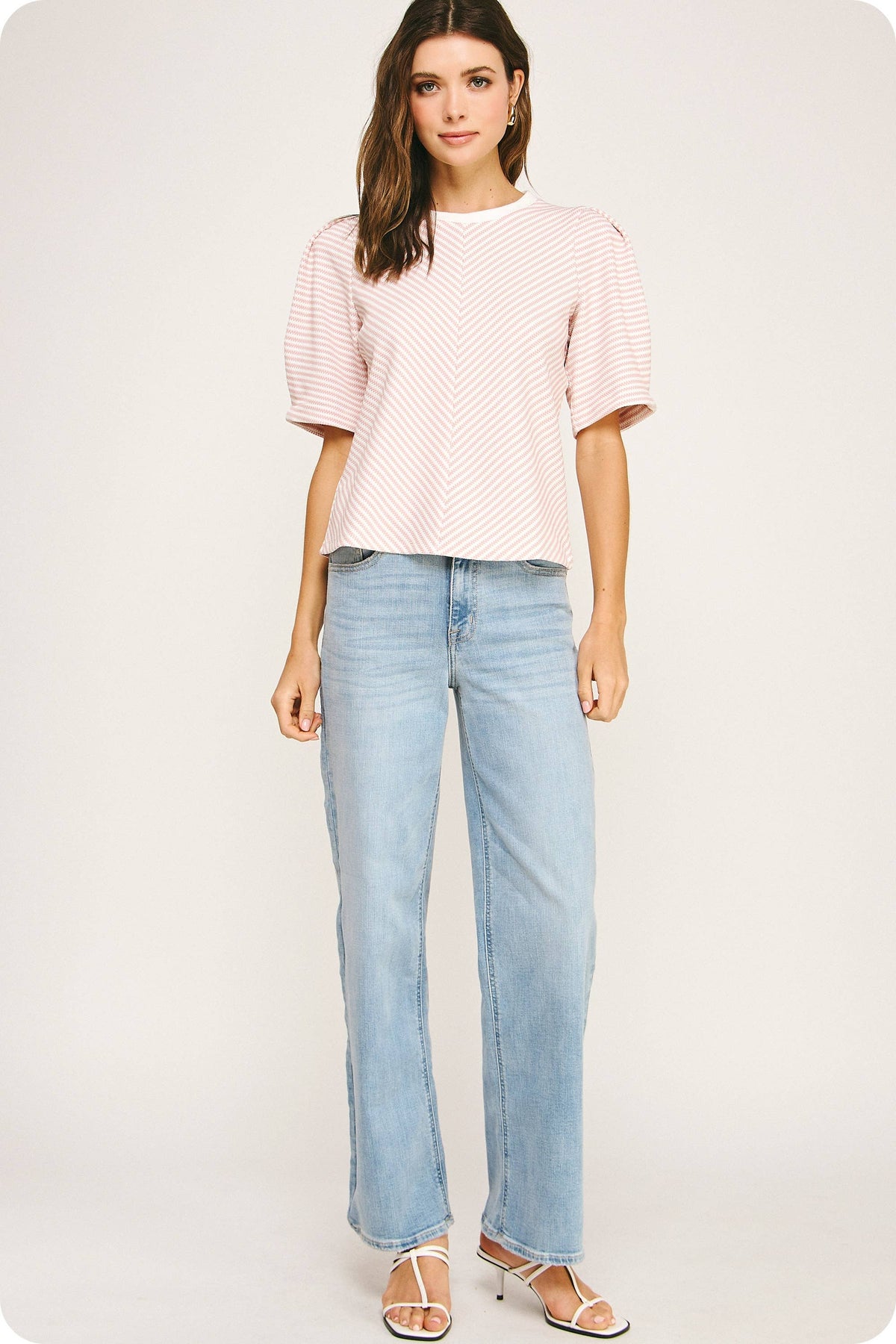 Herringbone Striped Knit Tee Top