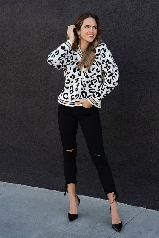 Leopard Print Crochet Sweater