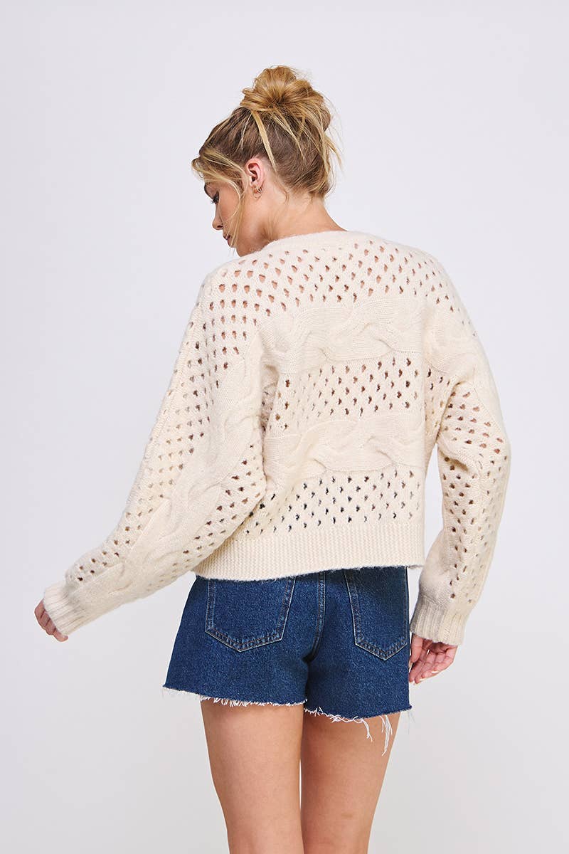 Allie Rose - Open Knit Oversized Sweater