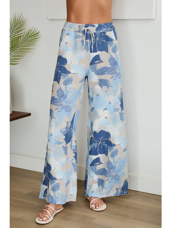 Floral Print Linen Pants