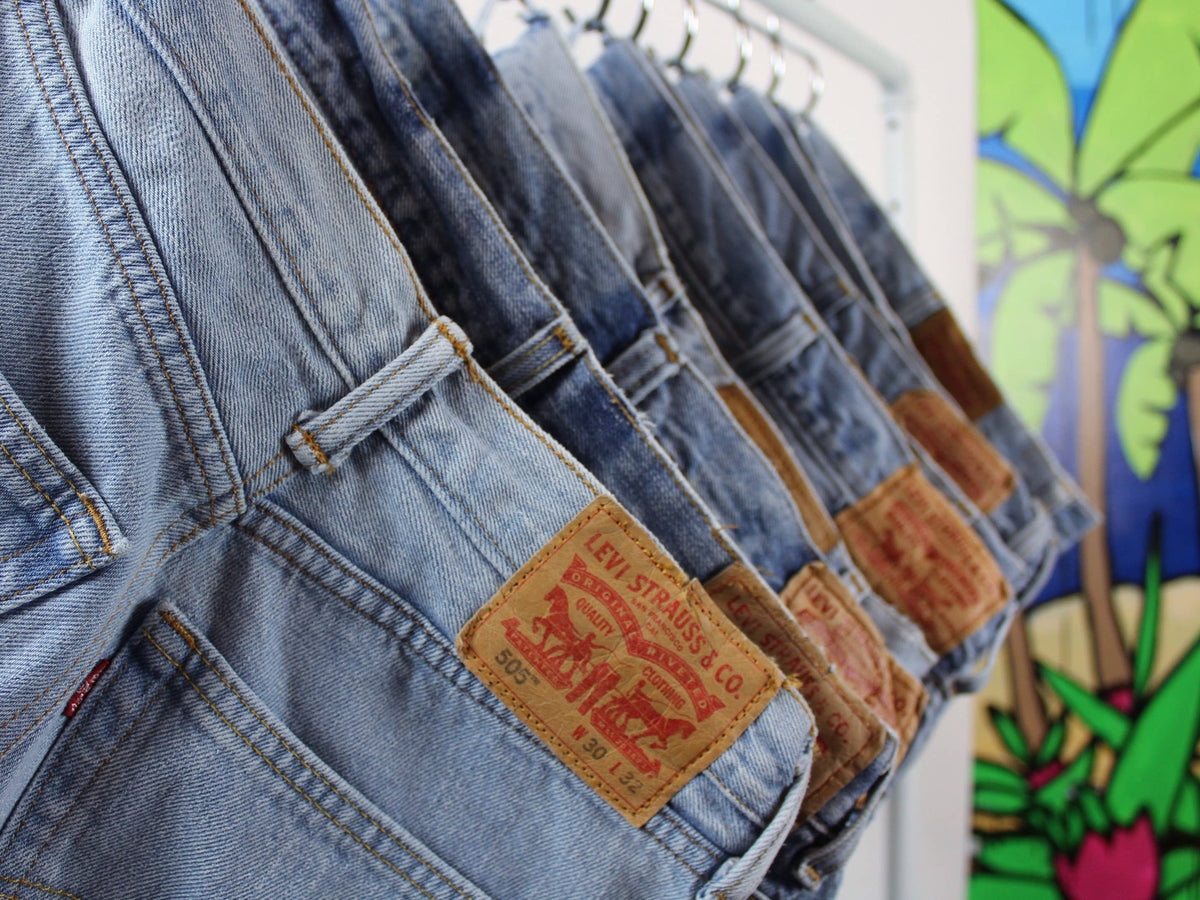 Sun&#39;s Out! - High-Rise Upcycled Denim Cutoff Shorts - Original