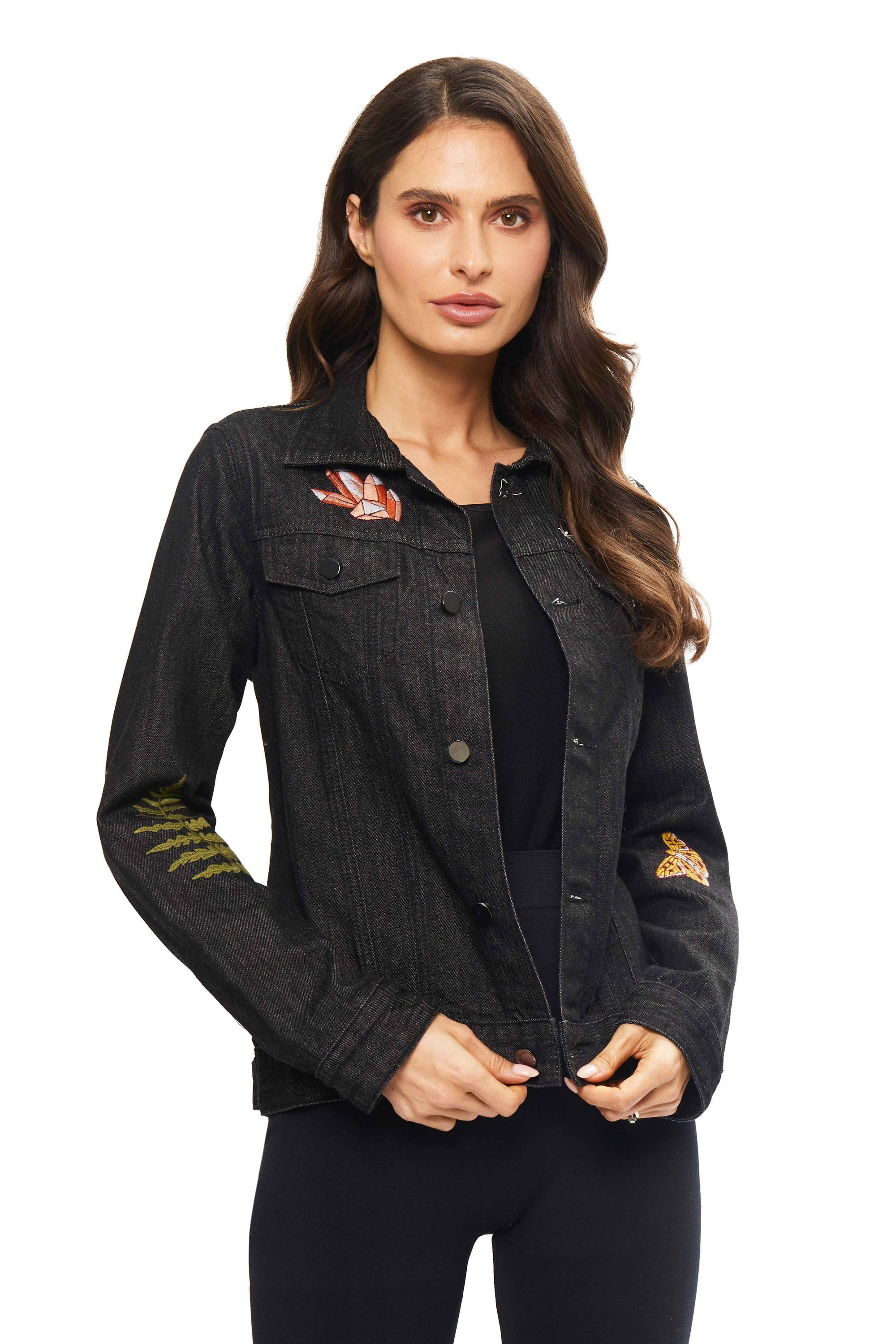 Mushroom Denim Embroidered Jacket