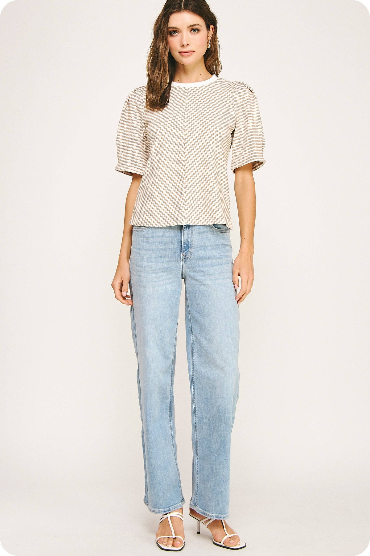 Herringbone Striped Knit Tee Top