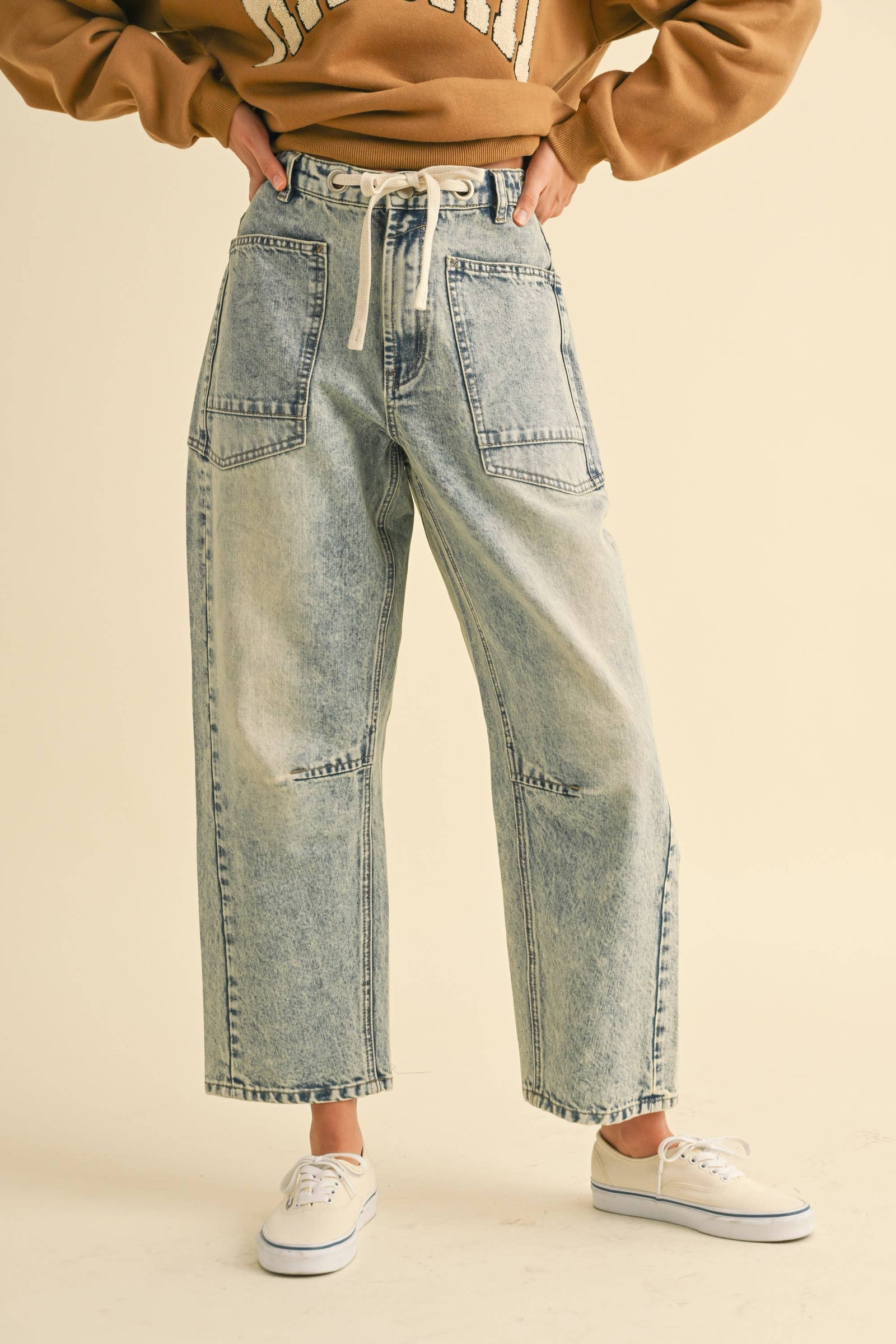 BARREL WASHED DENIM PANTS