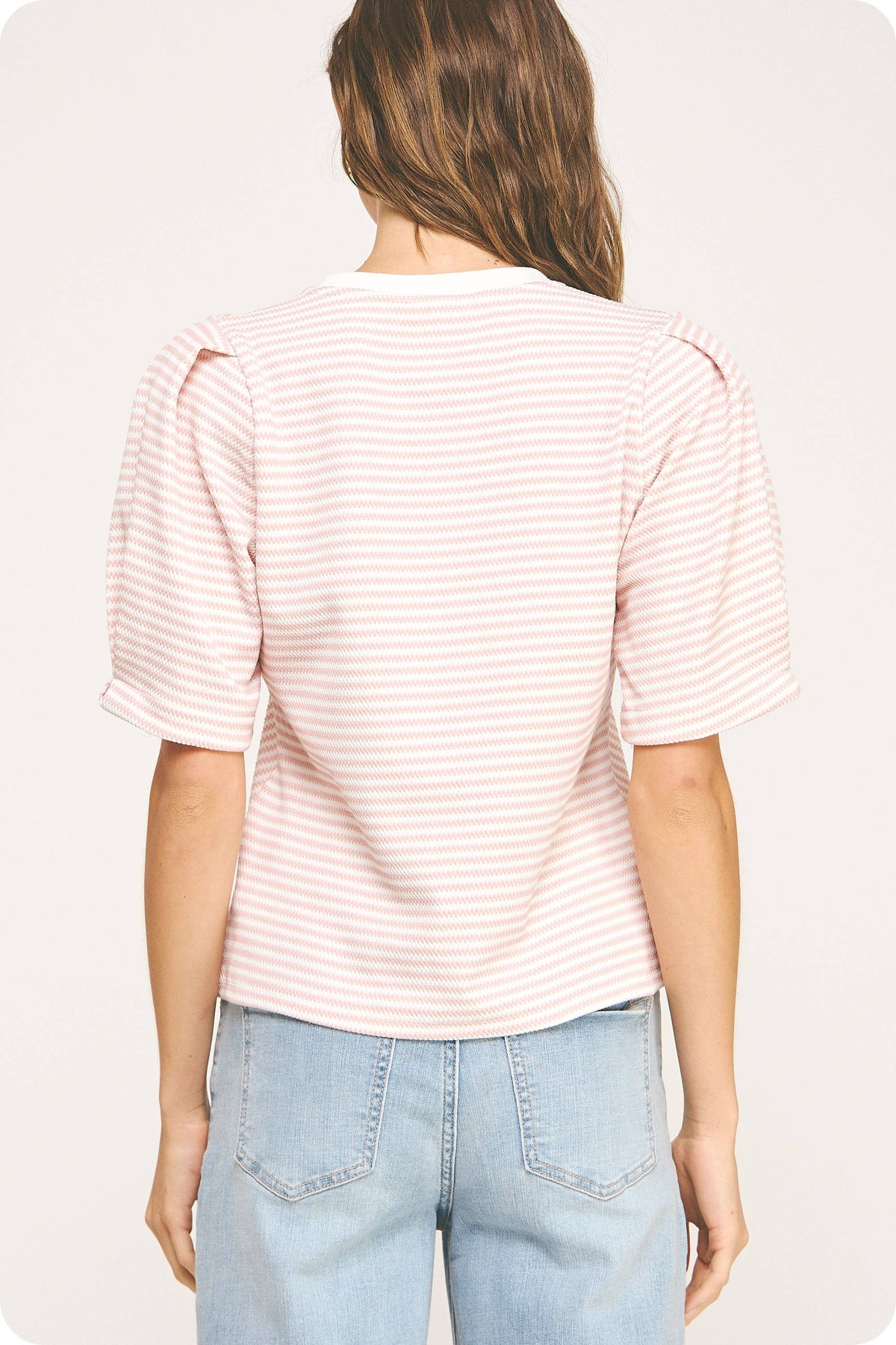 Herringbone Striped Knit Tee Top