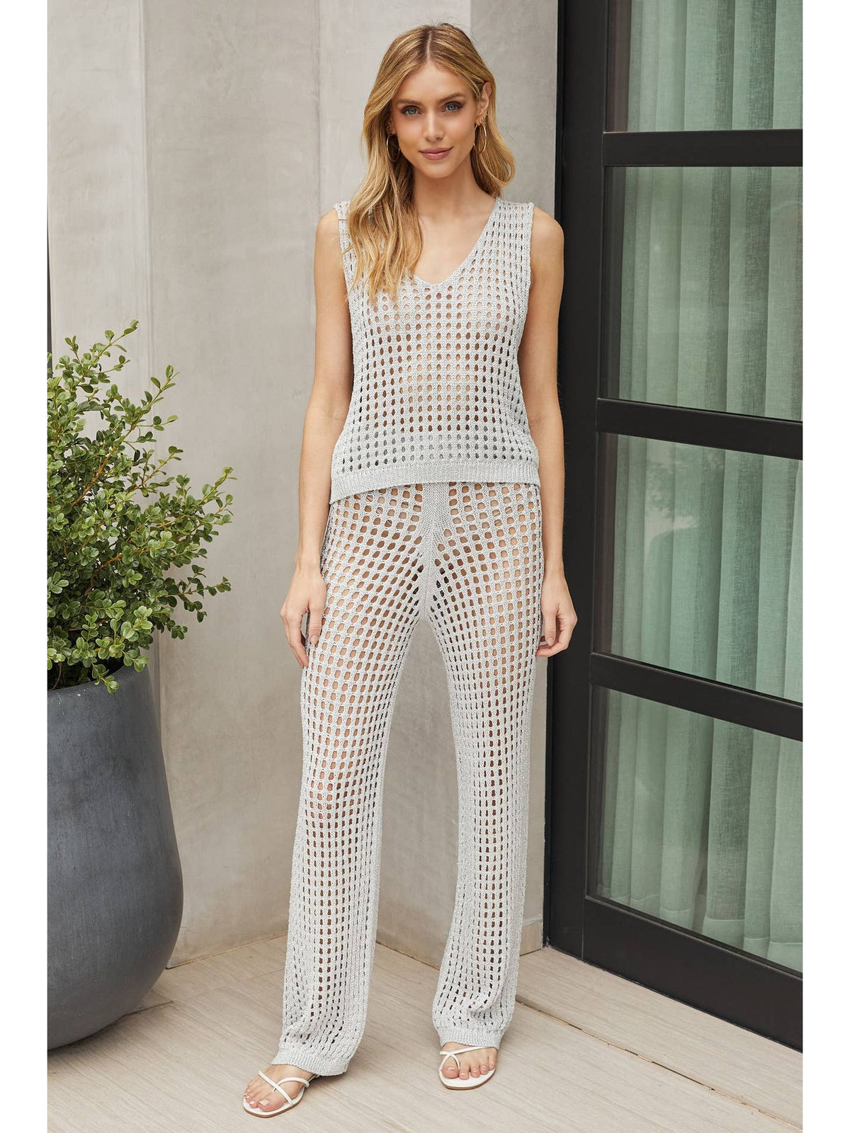 Metallic Thread Knit Pants