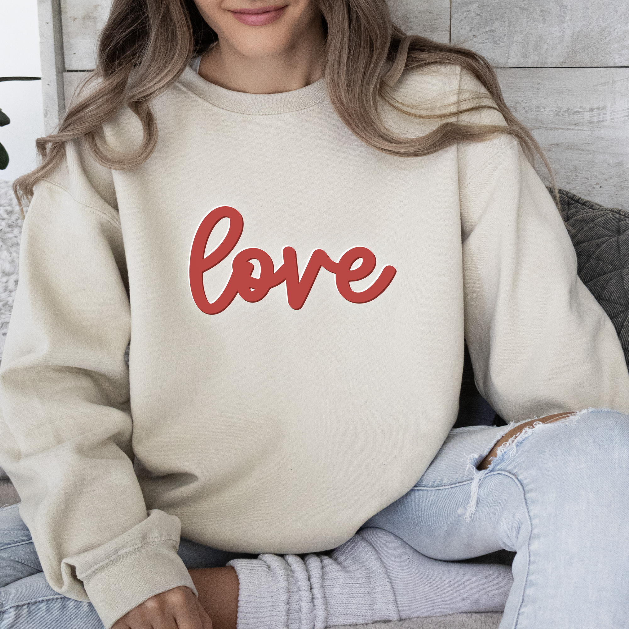 Love  Sweatshirt Valentine's Unisex Puff Fleece Crewneck