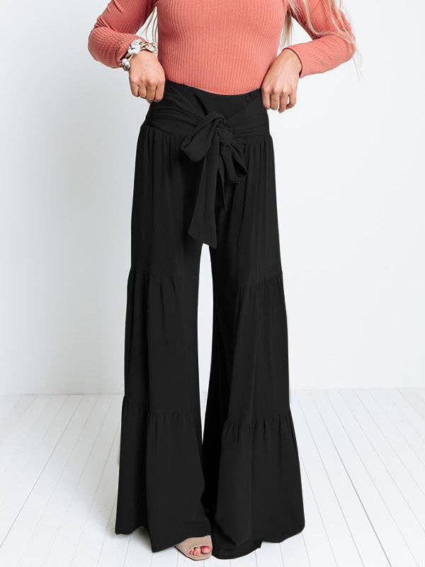Boho High Waisted Solid Color Casual Wide Leg Pants