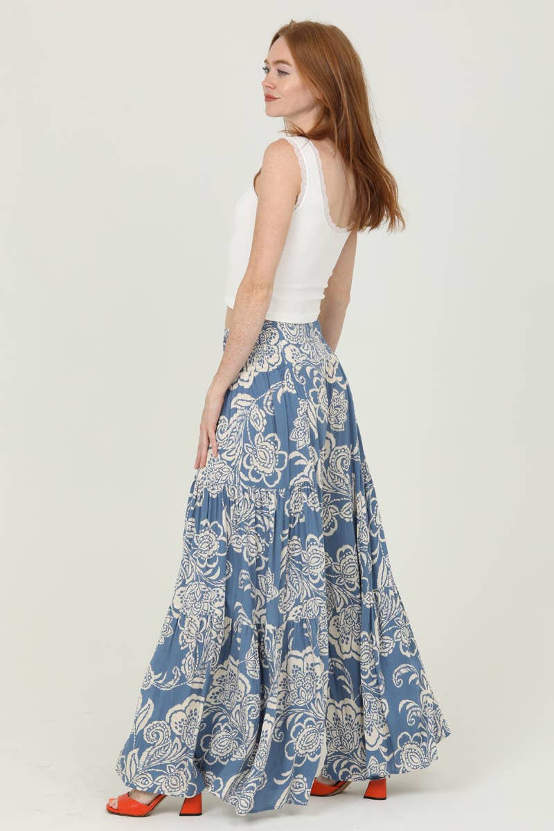 ANGIE BLUE WIDE LEG PANTS WITH TIE WAIST