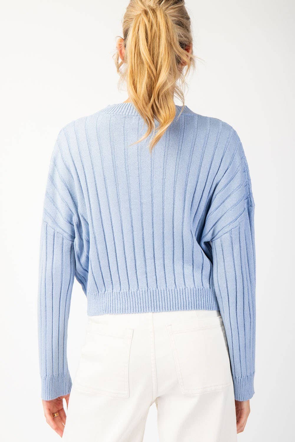 Powder Blue Ribbed Sweater