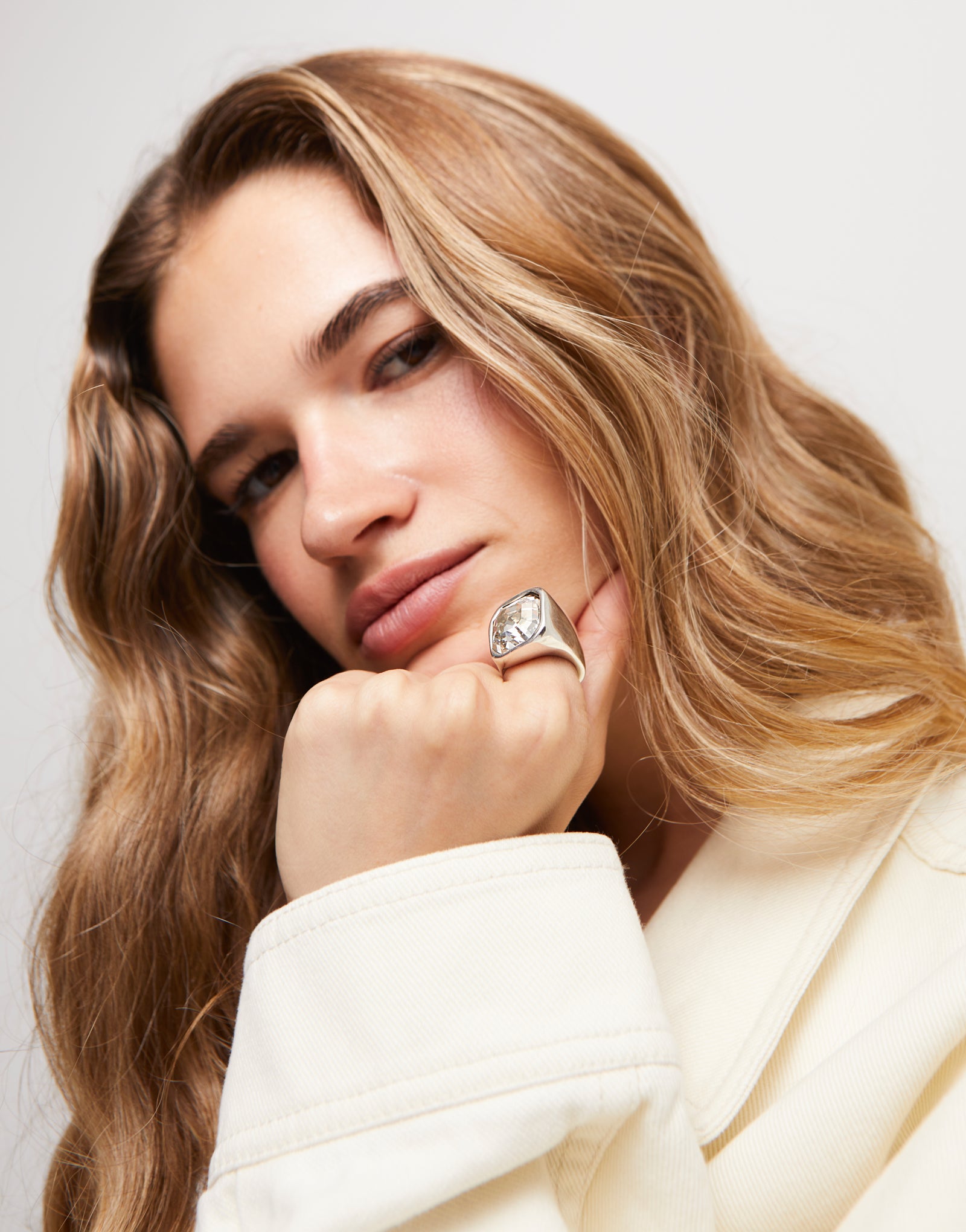 UNOde50- Silver Ring with Crystal