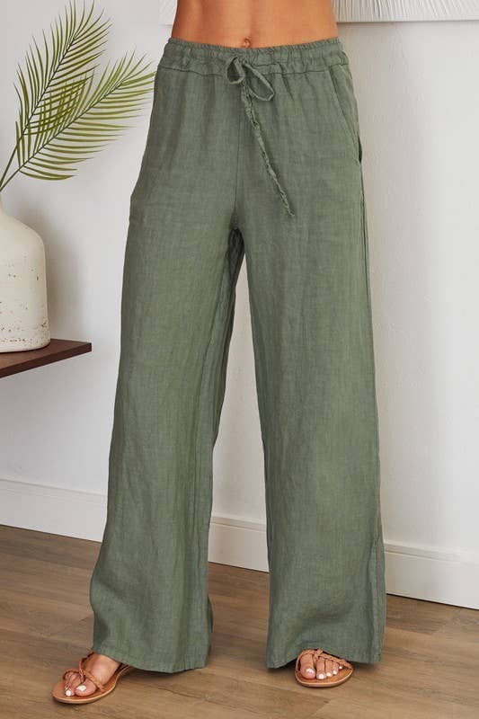 VENTI6 - DRAWSTIRNG WAISTBAND LINEN PANTS (12-03)