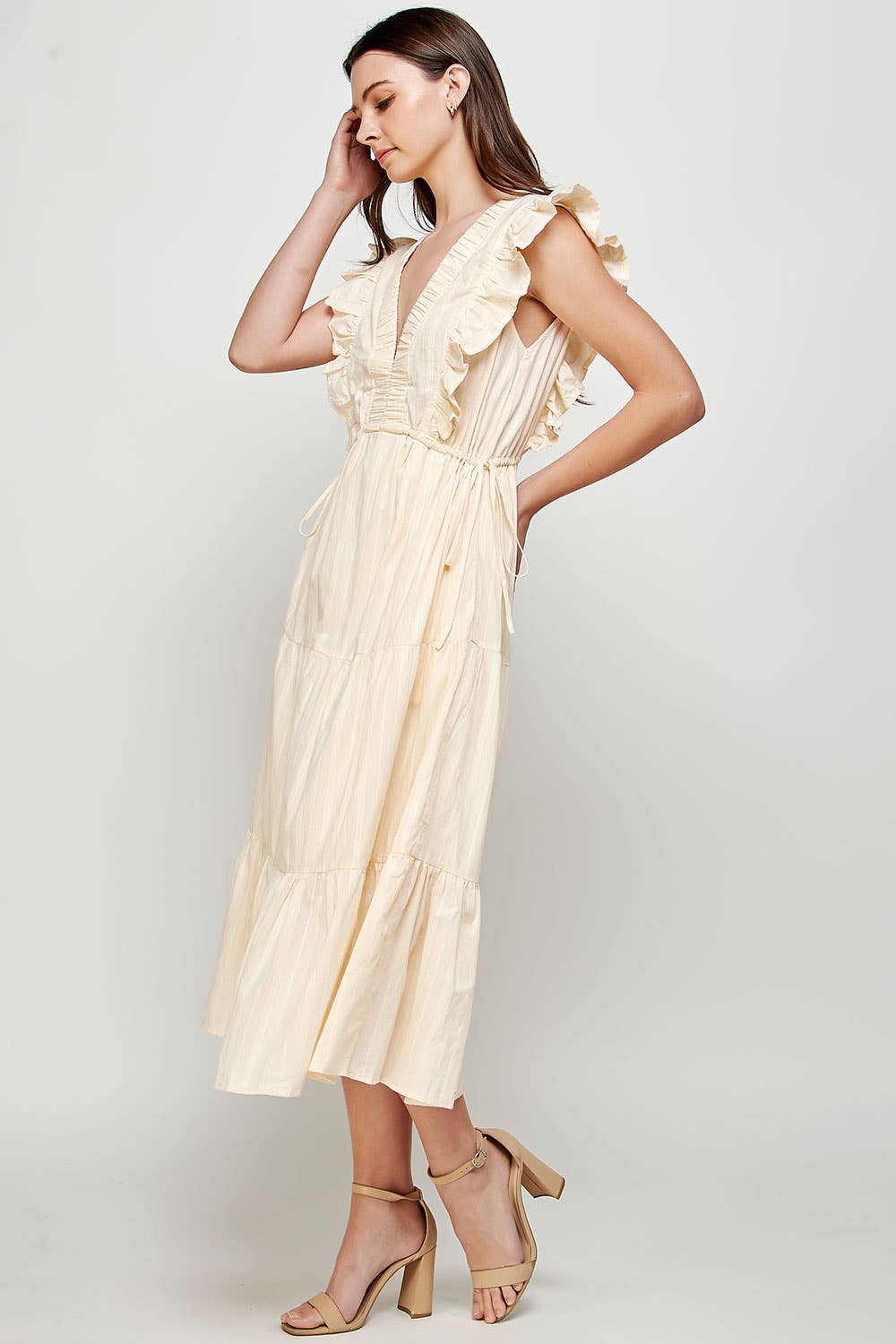 Sleeveless Tiered Ruffled Midi Dress