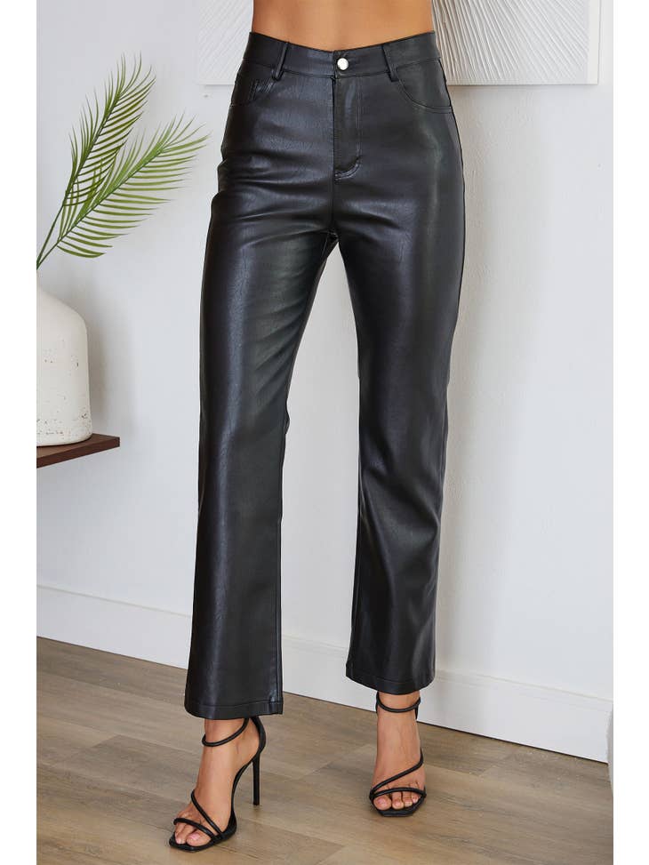 Venti6 Straight Leg Italian PU coated pants