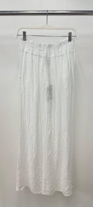 VENTI6 - LINEN WIDE LEG PANTS BUTTON DETAIL