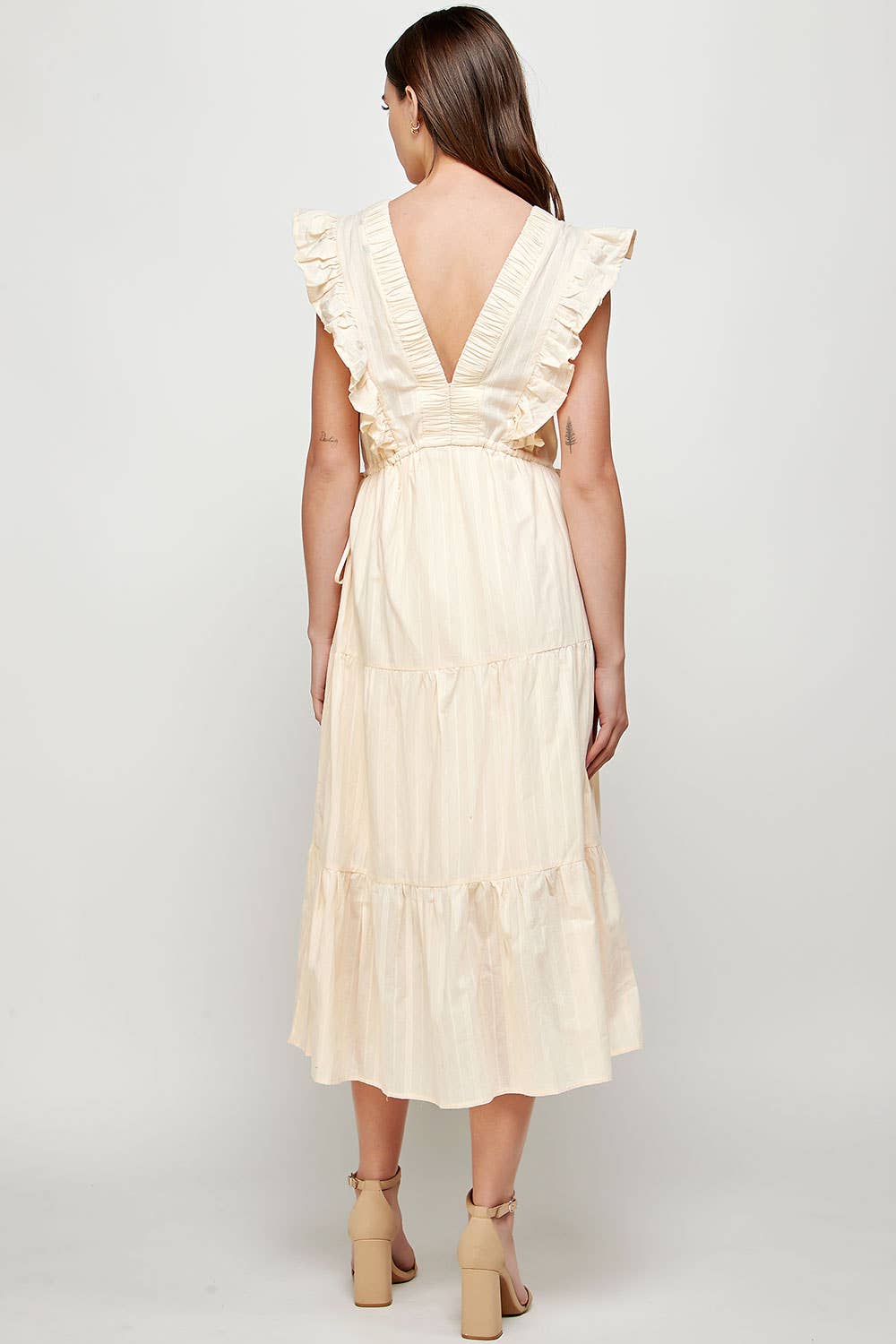 Sleeveless Tiered Ruffled Midi Dress