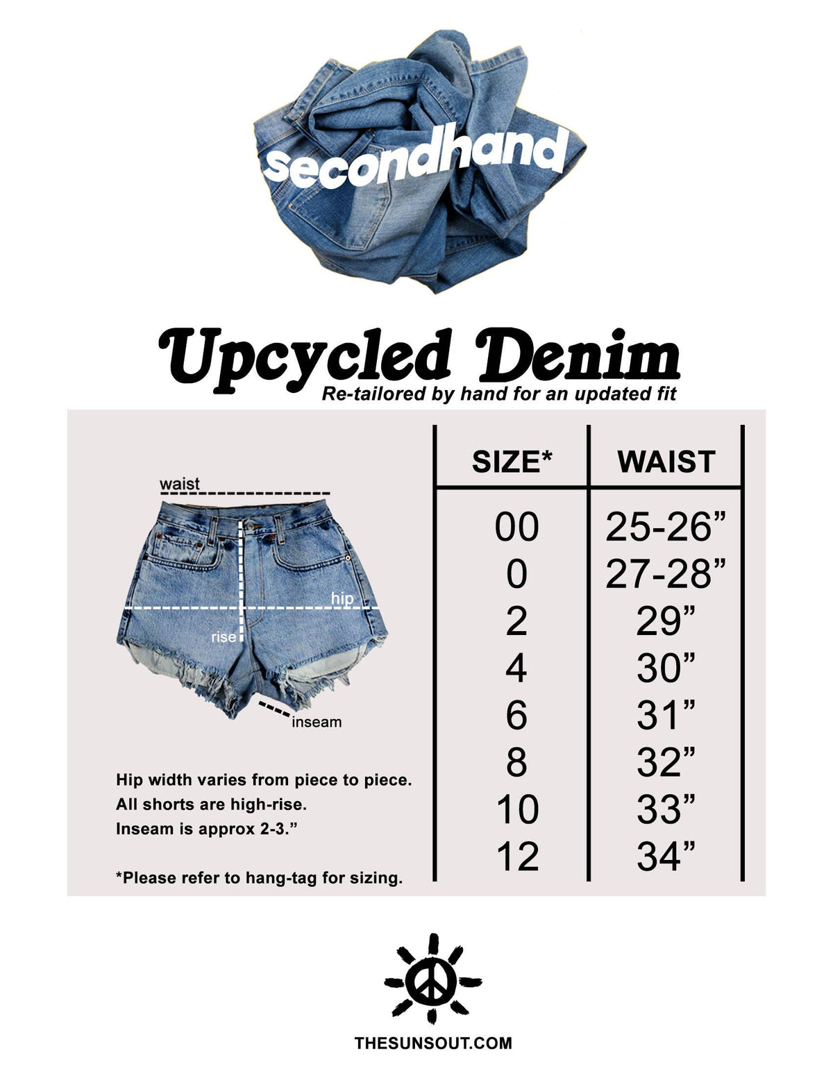 Sun&#39;s Out! - High-Rise Upcycled Denim Cutoff Shorts - Original