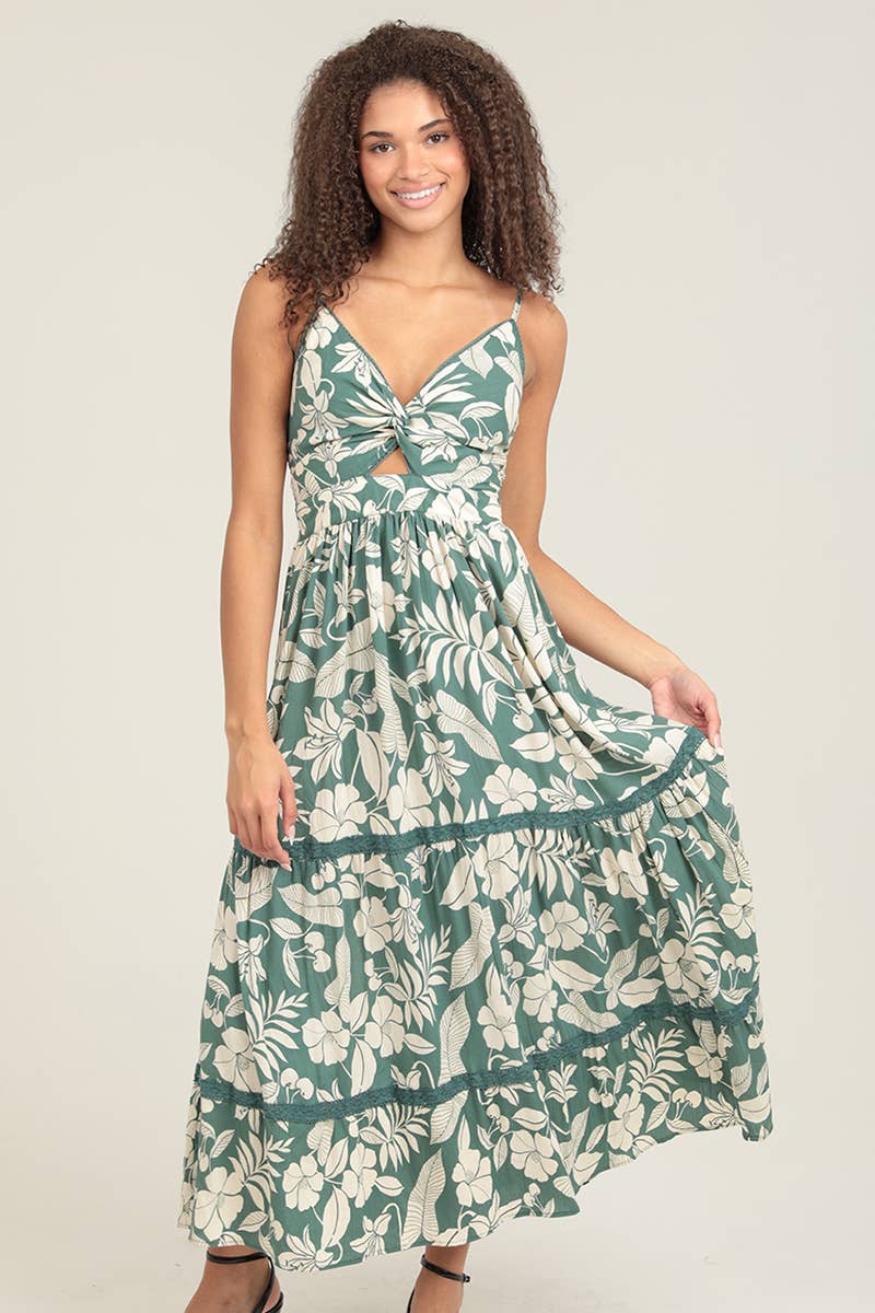 Green Floral Maxi Dress