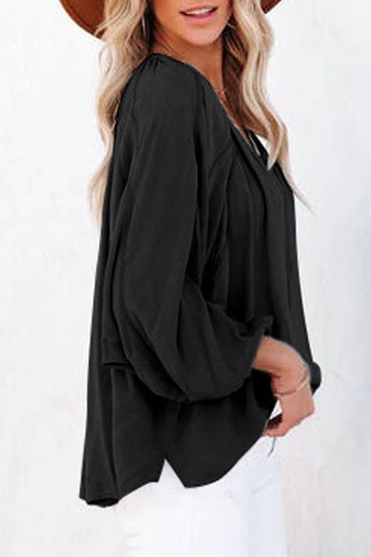 Lakeside Long Dolman Sleeve Top Black