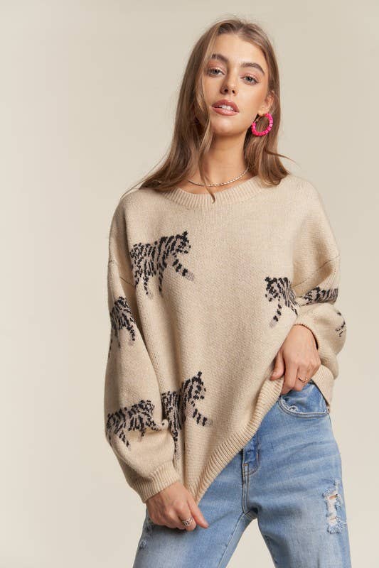 Tiger Pattern Sweater Top