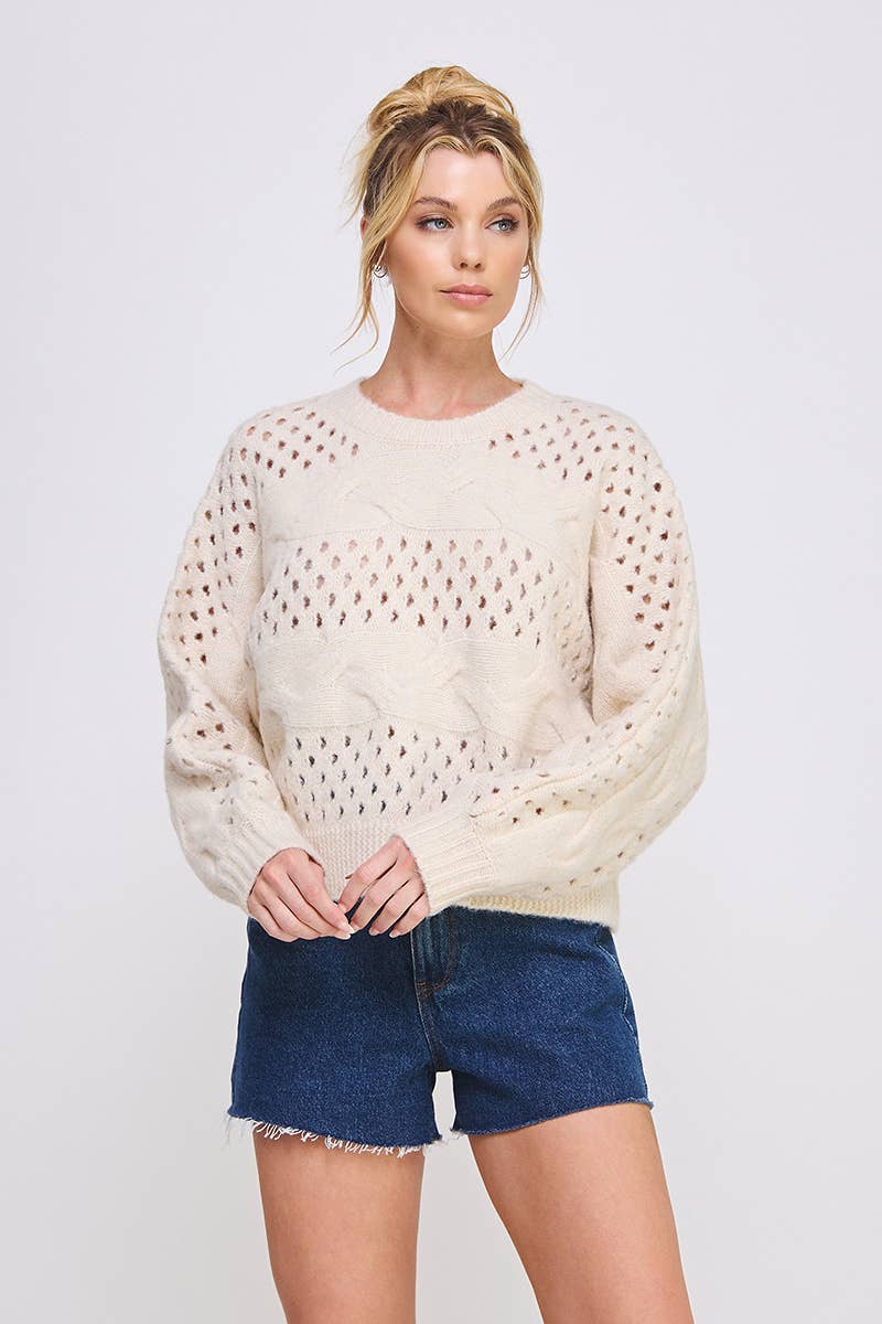 Allie Rose - Open Knit Oversized Sweater